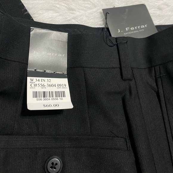 Mens J Ferrar Black Modern Fit Dress Pants Sz 34 - Picture 2 of 5
